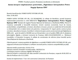 Anunț începere implementare proiectului „ Digitalizare Intreprindere Power Supply System