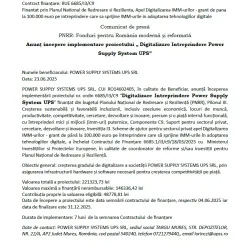Anunț începere implementare proiectului „ Digitalizare Intreprindere Power Supply System-img